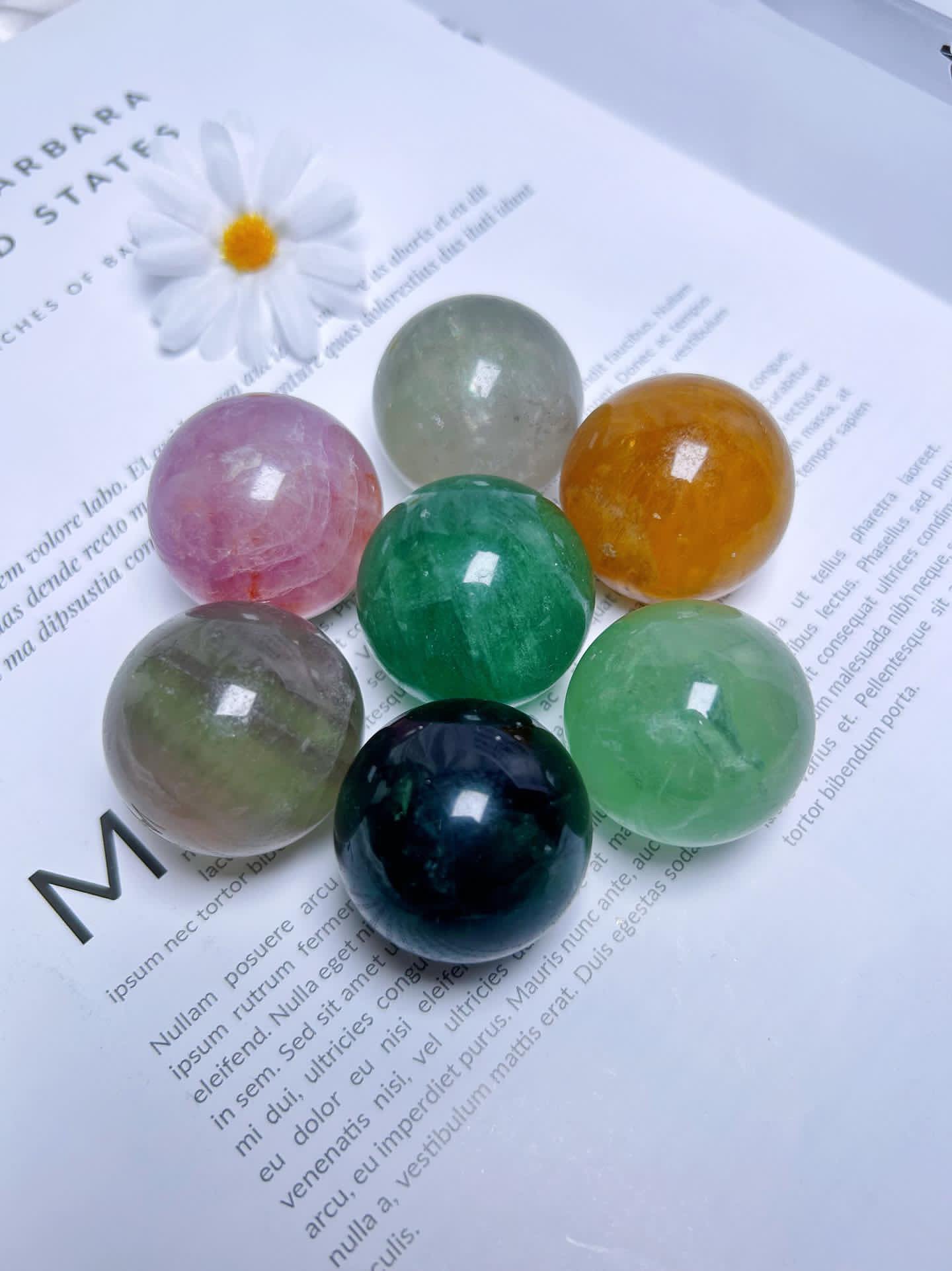 Rainbow Mix Fluorite Sphere, Crystal Ball, Fluorite Sphere, Energy Crystal,Calm Crystal, Healing Crystal, Meditate Crystal, 35mm