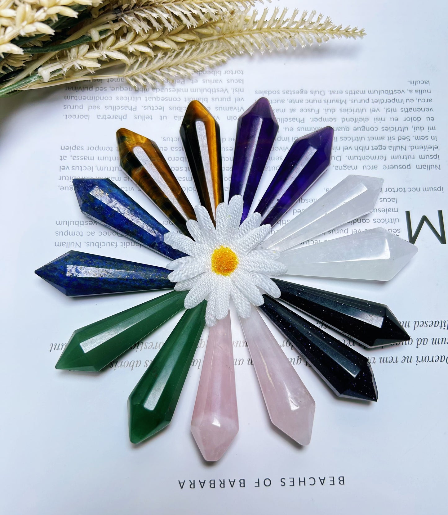 36mmMix Wand/Pendulum/Point  Natural Crystal Pendulum Aventurine/Rose Quartz/Amethyst/Clear Quartz/Tiger Eye Pendulum Dowsing Tool Divination Tool