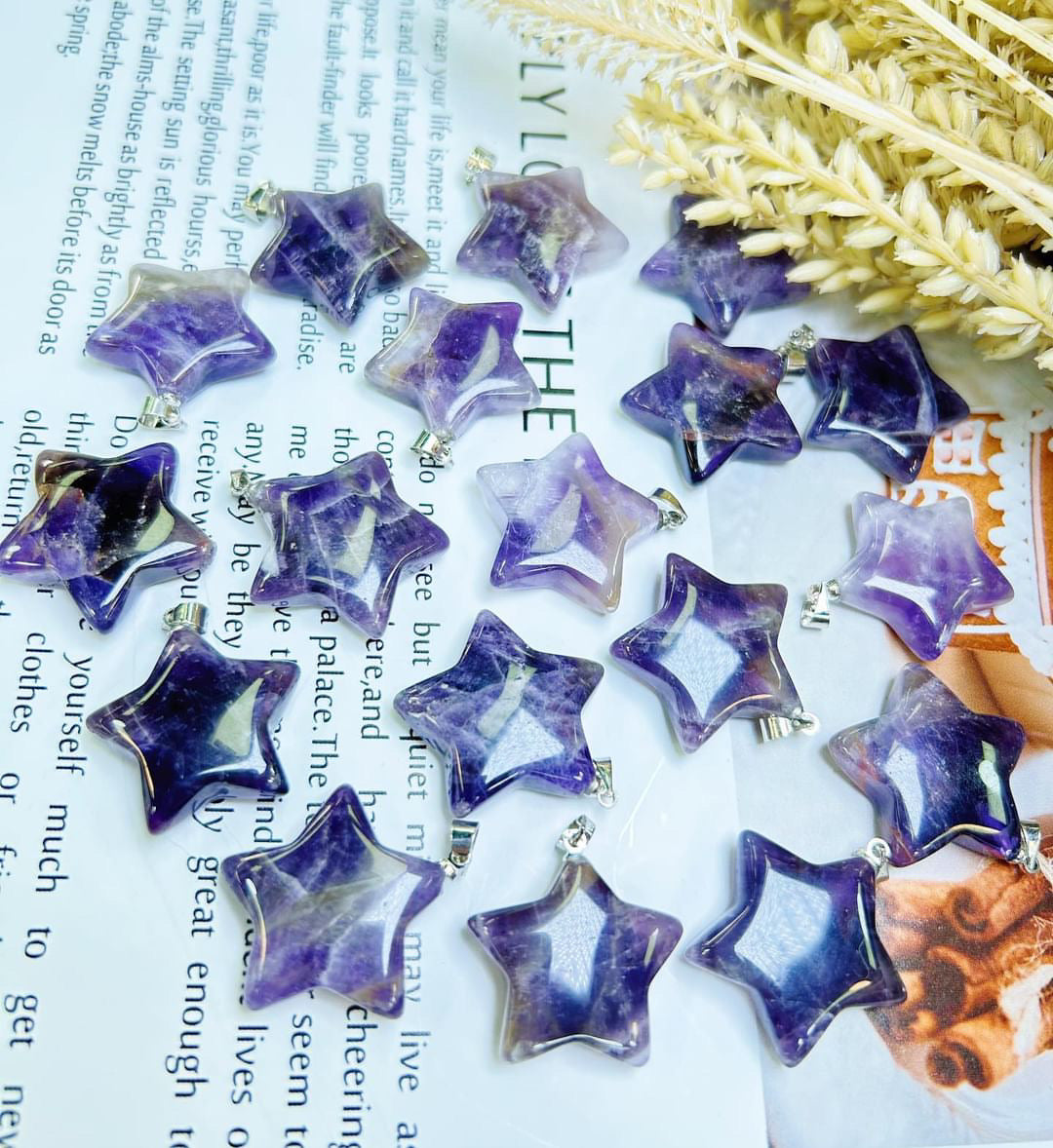 Mix Natural Star Crystal Pendant , Bulk Crystal Charms, Jewelry Making, Crystal Healing KnKMinerals