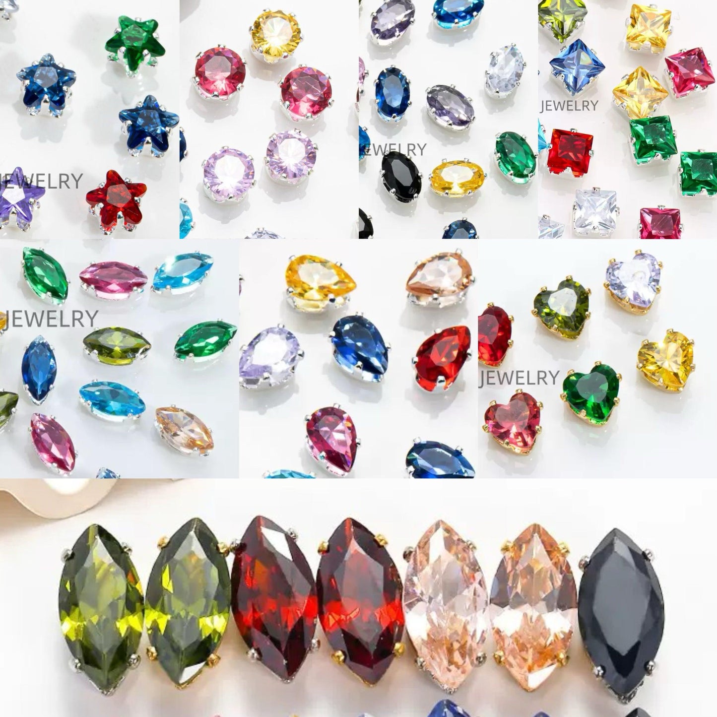 Ari-A11-Shining Zircon Rhinestone Diamond Beads with 18k Gold/Silver Plated Claw