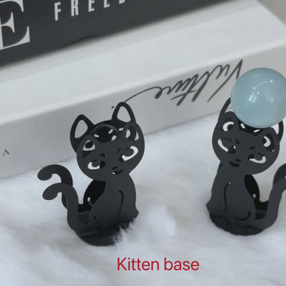 $0.9/1pcs Black kitty cat crystal base, crystal sphere base.