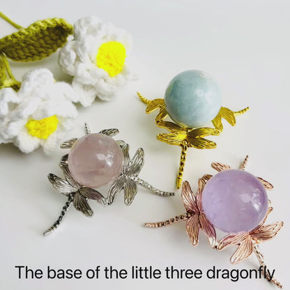 $1.6/1pcs Brilliant golden dragonfly crystal base, Brilliant silvery dragonfly crystal base,Light rose gold dragonfly crystal base, crystal sphere base.