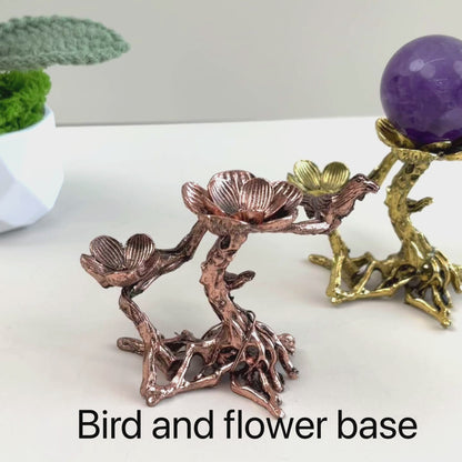 $7.5/1pcs Rose gold magpie on branch crystal base,Golden magpie on branch crystal base,crystal sphere base.