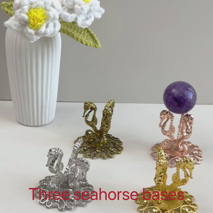 $6/1pcs Brilliant golden three seahorse crystal base,Brilliant rose gold three seahorse crystal base,Brilliant silvery three seahorse crystal base,Golden three seahorse crystal base,crystal sphere base.