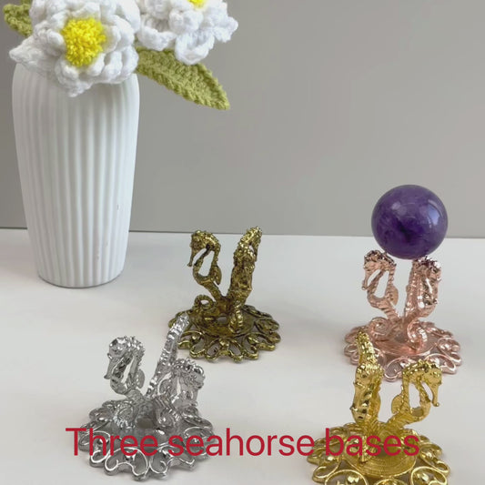 $6/1pcs Brilliant golden three seahorse crystal base,Brilliant rose gold three seahorse crystal base,Brilliant silvery three seahorse crystal base,Golden three seahorse crystal base,crystal sphere base.