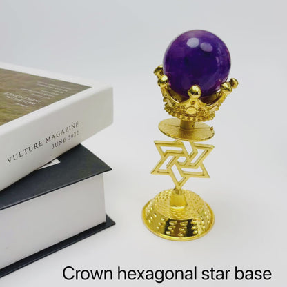 $7/1pcs Brilliant golden six-star crown crystal base, crystal sphere base.