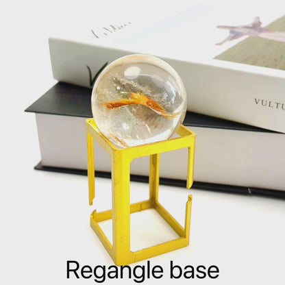 $4.1/1pcs Brilliant golden retangle sphere crystal sphere base.