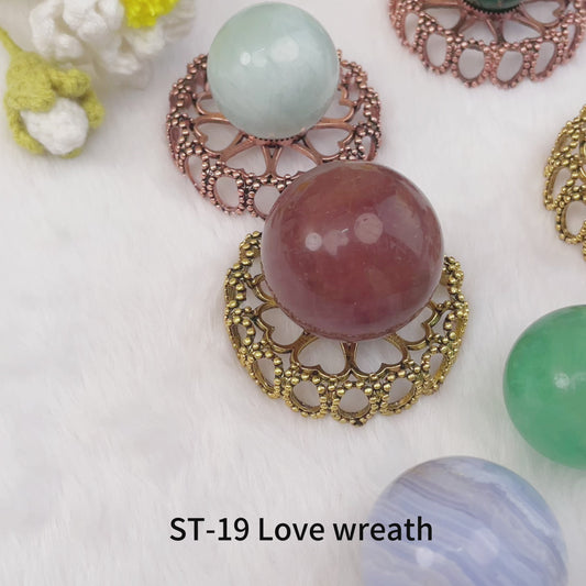 $2/1pcs Golden flower-heart crystal base,Silvery flower-heart crystal base,Rose gold flower-heart crystal base,crystal sphere base.