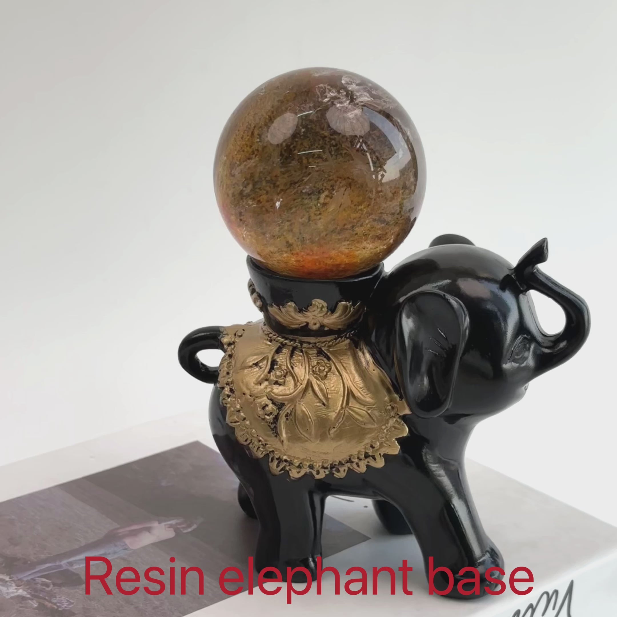 $10.4/1pcs Black elephant Resin crystal sphere base. – JYY OBM