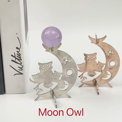 $4.8/1pcs Owl sitting on the moon crystal sphere base.