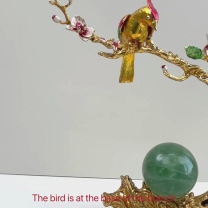 $54.5/1pcs Golden birds on tree crystal base, crystal sphere base.