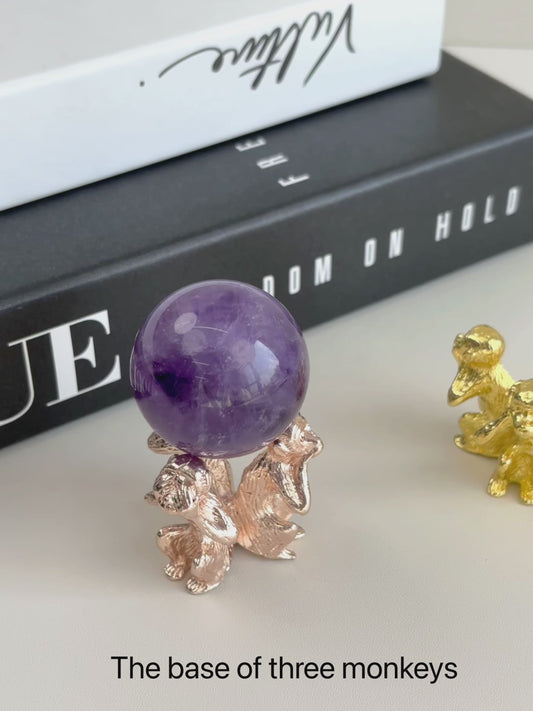 $5/1pcs Brilliant golden three monkeys crystal base,Brilliant rose gold three monkeys crystal base, crystal sphere base.