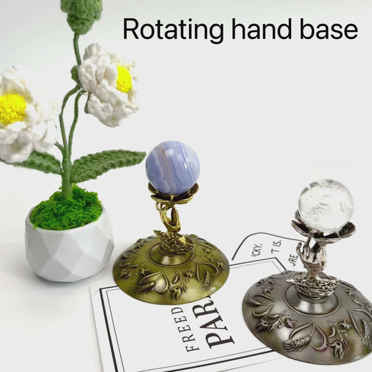 $9.5/1pcs Golden rotation hands  crystal base, Silvery rotation hands crystal base, crystal sphere base.