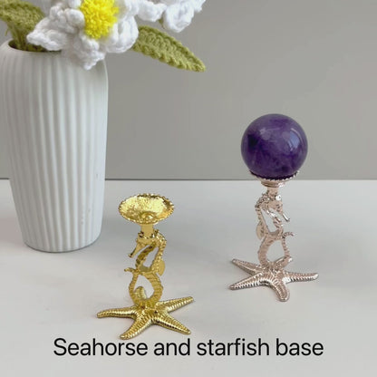 $3/1pcs Brilliant golden seahorse crystal base,Light rose gold seahorse crystal base,crystal sphere base.